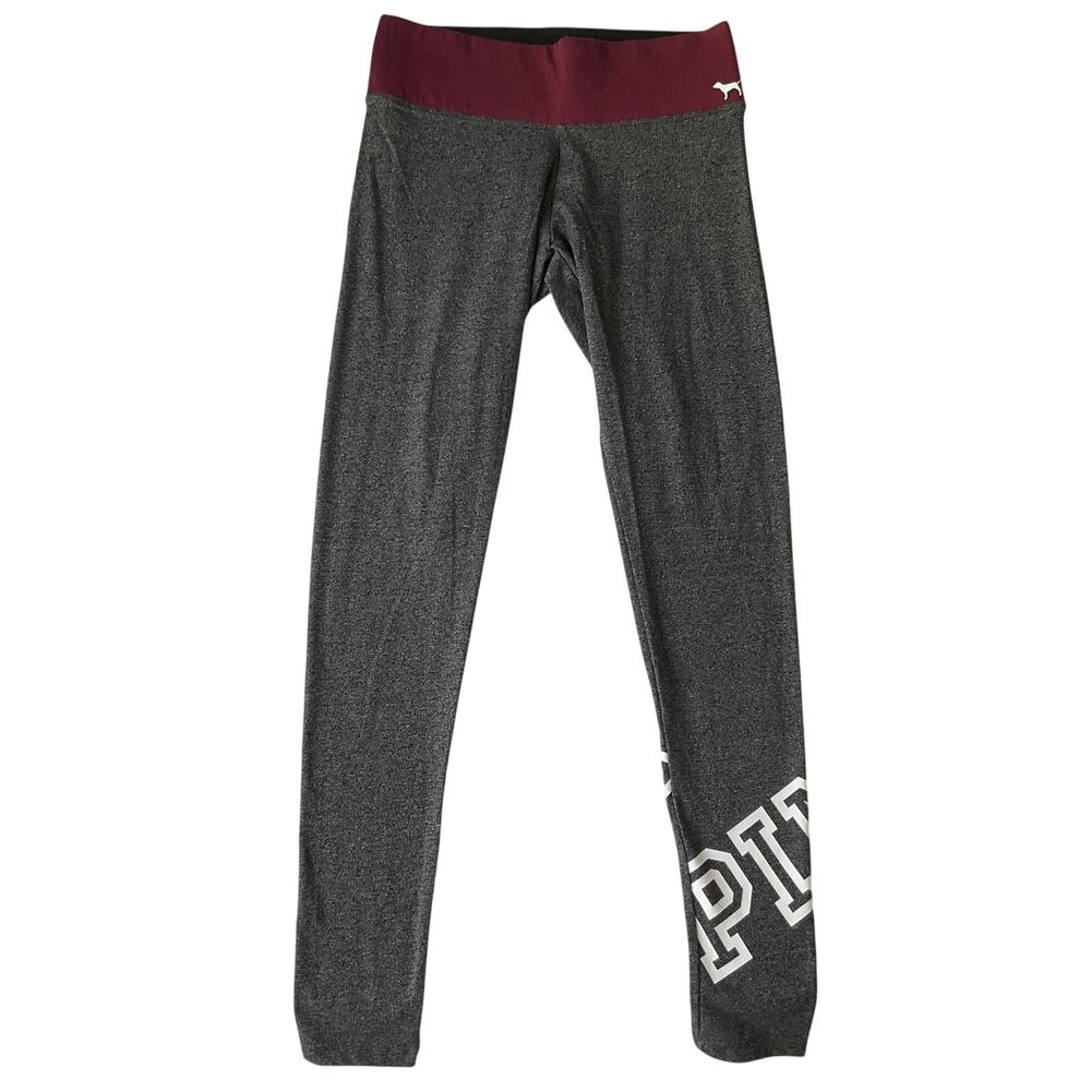 Victoria's Secret PINK Women Activewear Pants XS Gray PINK Logo Yoga Legging 27”